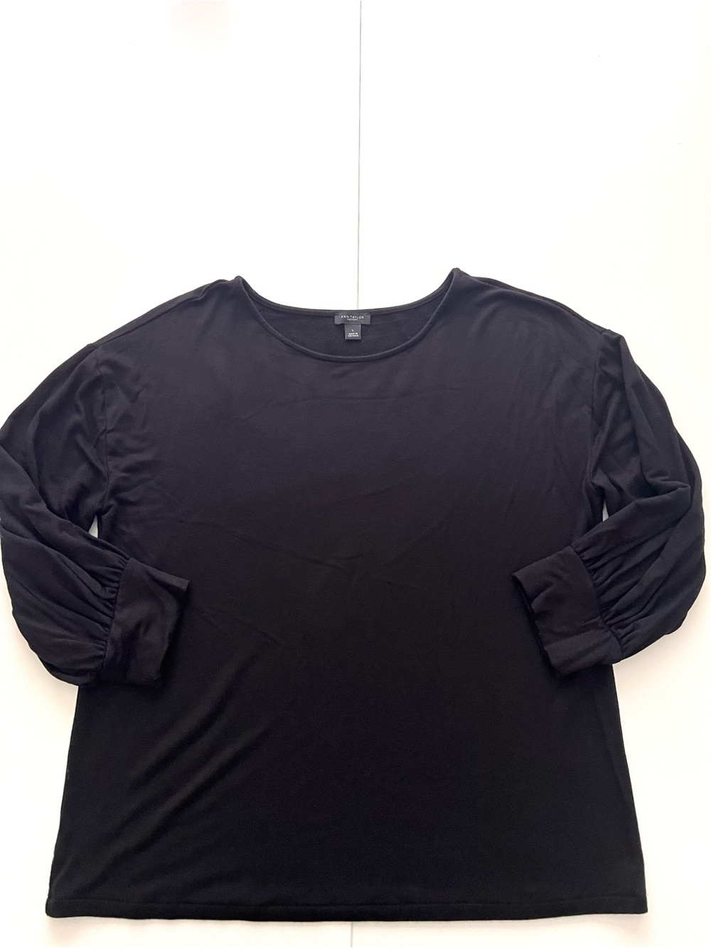 Ann Taylor Factory Women’s Black 3/4 Cuffed Sleeve Pullover Top Size Large